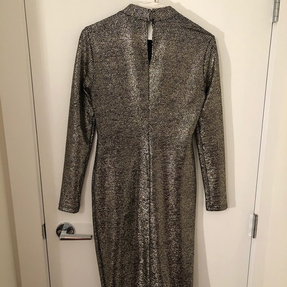 TopShop gold and black fitted midi dress - Picture 6 of 8